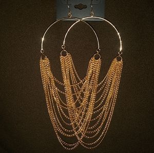 Gold Dangling Hoop Earrings